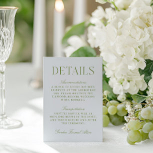 Cartão De Informações Detalhes do Casamento Azul da Sage Green & Sky