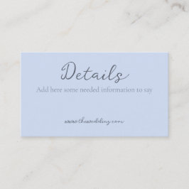 Cartão De Informações Detalhes do Casamento Azul de Beau Minimalista Mon