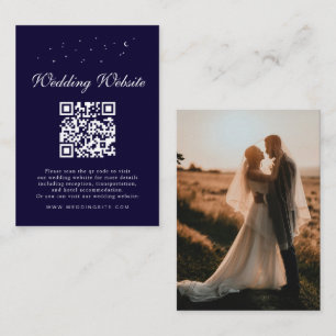 Cartão De Informações Detalhes do Casamento Azul do Código QR Celestial 