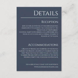 Cartão De Informações Detalhes do Casamento Azul e Branco-