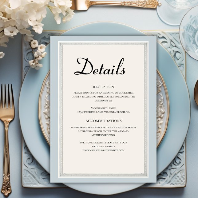 Cartão De Informações Detalhes do Casamento Azul em Torre Eiffel em Pari (Criador carregado)