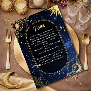 Cartão De Informações Detalhes do Casamento Azul Estrela Cadente Celesti