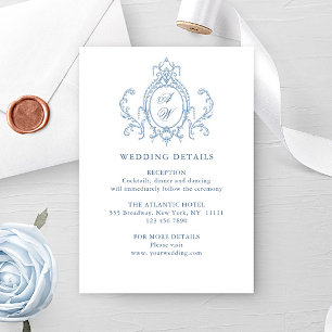 Cartão De Informações Detalhes do Casamento Azul Floral de Grace Ornamen