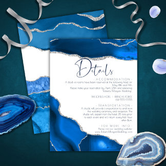 Cartão De Informações Detalhes do casamento azul Real da Marble Agate
