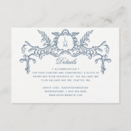 Cartão De Informações Detalhes do Casamento Barroco do Ornamentado Azul