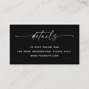 Cartão De Informações Detalhes do Casamento Black Tie + Código QR Mini