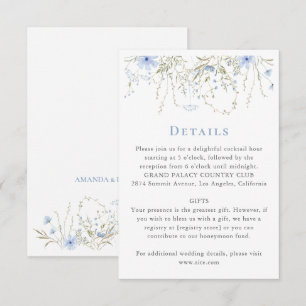 Cartão De Informações Detalhes do Casamento Blue Wildflower Periwinkle