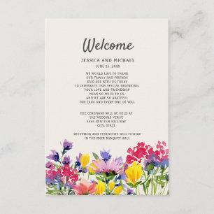 Cartão De Informações Detalhes do Casamento Boho Aquarela Flores Silvest