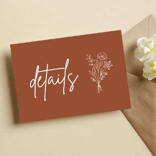 Cartão De Informações Detalhes do Casamento Boho Botanicals Terracotta