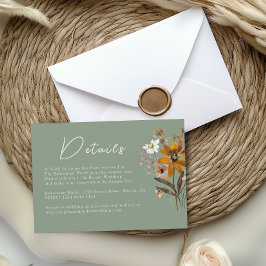Cartão De Informações Detalhes do Casamento Boho com Flores Silvestres e