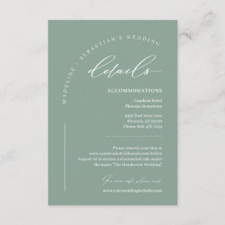Cartão De Informações Detalhes do Casamento Boho em Verde Salvia