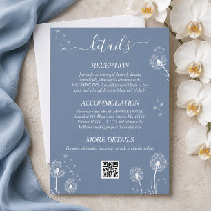 Cartão De Informações Detalhes do Casamento Boho Flor Silvestre Azul