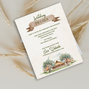 Cartão De Informações Detalhes do Casamento Boho Outdoor em Acampamento