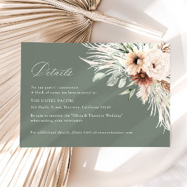 Cartão De Informações Detalhes do Casamento Boho Pampas Floral no Hotel