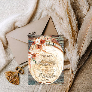 Cartão De Informações Detalhes do Casamento Boho Pampas – Informações em
