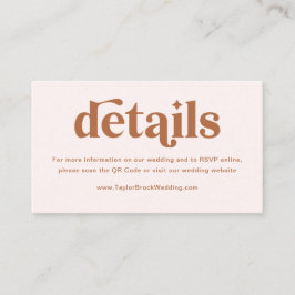 Cartão De Informações Detalhes do Casamento Boho Retro Creme Laranja Que