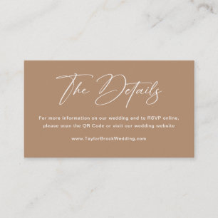 Cartão De Informações Detalhes do Casamento Boho Taupe