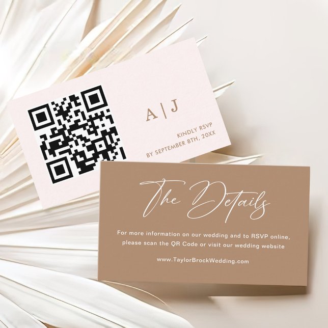 Cartão De Informações Detalhes do Casamento Boho Taupe (Criador carregado)