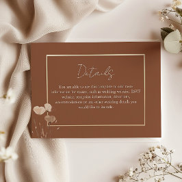 Cartão De Informações Detalhes do Casamento Boho Terracota