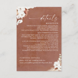 Cartão De Informações Detalhes do Casamento Boho Terracota e Flores Bran