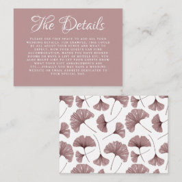 Cartão De Informações Detalhes do Casamento Botânico Boho Dusty Rosa Gin