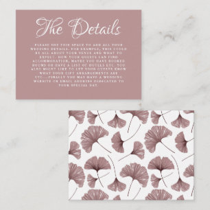 Cartão De Informações Detalhes do Casamento Botânico Boho Dusty Rosa Gin