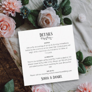 Cartão De Informações Detalhes do Casamento Botânico Carta Minimalista M
