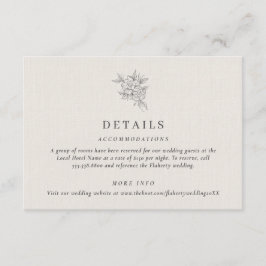 Cartão De Informações Detalhes do Casamento Botânico Clássico Beige