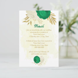 Cartão De Informações detalhes do casamento botânico com flores brancas 