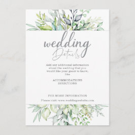 Cartão De Informações Detalhes do Casamento Botânico da Caligrafia