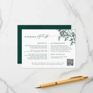 Cartão De Informações Detalhes do Casamento Botânico de Emerald Greenery