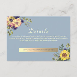 Cartão De Informações Detalhes do Casamento Botânico de Flores Selvagens