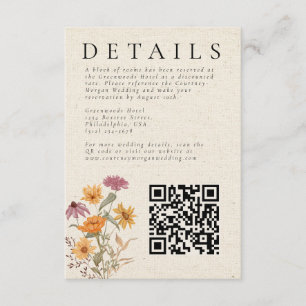 Cartão De Informações Detalhes do Casamento Botânico do Jardim de Flores