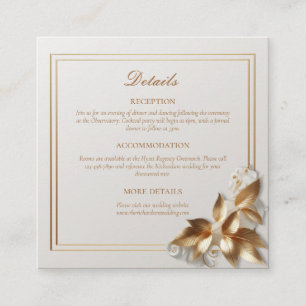 Cartão De Informações Detalhes do Casamento Botânico Dourado