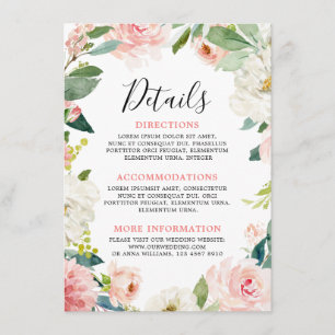 Cartão De Informações Detalhes do Casamento Botânico Moderno Floral Cor-