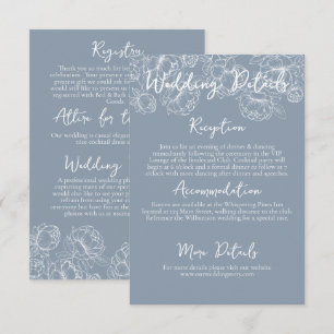 Cartão De Informações Detalhes do Casamento Botânico Romântico Boho Dust