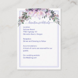 Cartão De Informações Detalhes do Casamento Branco da Lavanda Peony Gard