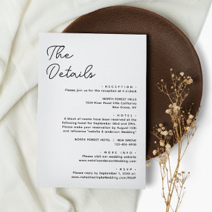 Cartão De Informações Detalhes do Casamento Branco Negro Plano Básico Mo