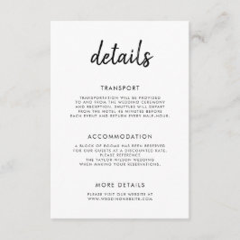Cartão De Informações Detalhes do Casamento Branco Preto com Script Negr