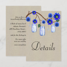 Detalhes do Casamento Burlap Blue Floral Mason Jar