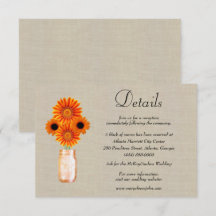 Detalhes do Casamento Burlap Orange Floral Mason J