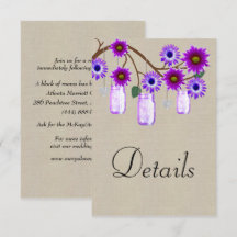Detalhes do Casamento Burlap Purple Floral Mason J