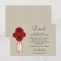 Detalhes do Casamento Burlap Red Floral Mason Jar