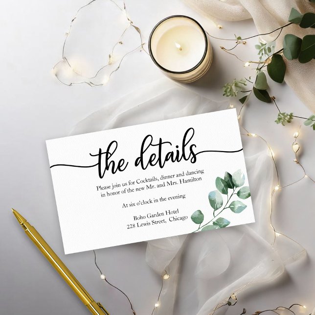 Cartão De Informações Detalhes do Casamento Caligrafia (Criador carregado)