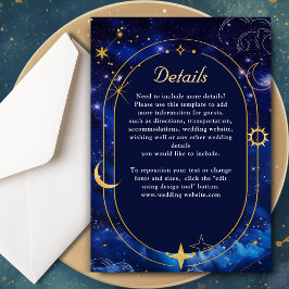 Cartão De Informações Detalhes do casamento celestial azul Elegante