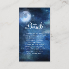 Cartão De Informações Detalhes do Casamento Celestial da Lua Cheia do Cé