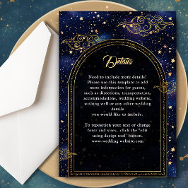 Cartão De Informações Detalhes do casamento celestial místico elegante
