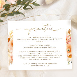 Cartão De Informações Detalhes do Casamento Chic Peach, Informações de C