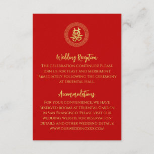 Cartão De Informações Detalhes do casamento chinês com moldura circular 