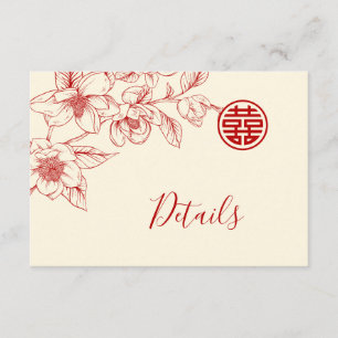 Cartão De Informações Detalhes do Casamento Chinês da Magnolia Cream
